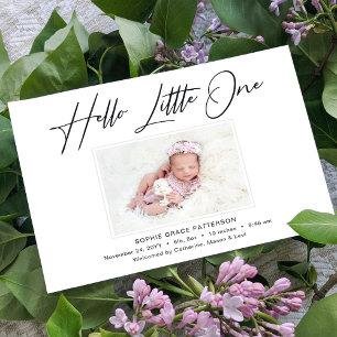 Hej Little One Elegant Script Photo Birth Meddelande