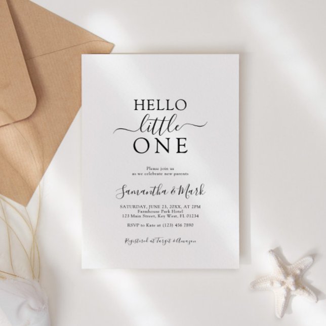 Hej Little One Minimalist Modern Baby Shower Inbjudningar (Skapare uppladdad)