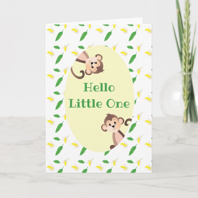 Hej Little One Monkey-Grattisar Kort (Framsida)