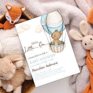 Hej Little One, Nalle Balloon Baby Shower Inbjudningar