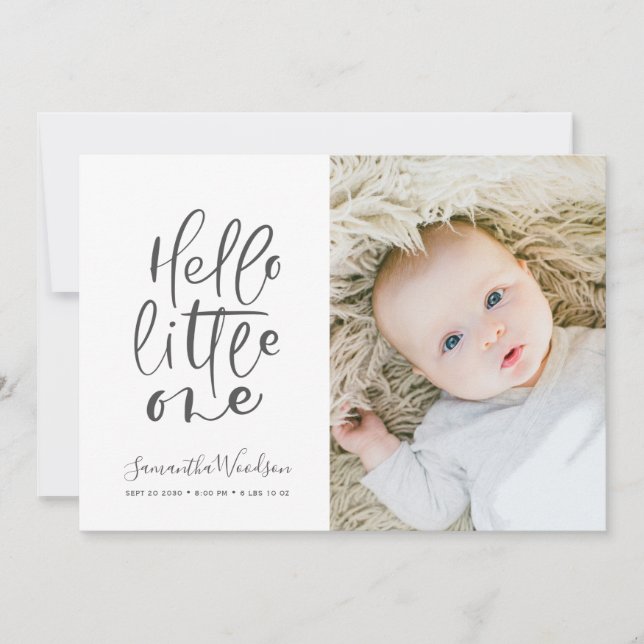 Hej Little One Photo Birts Stats Meddelande (Framsida)