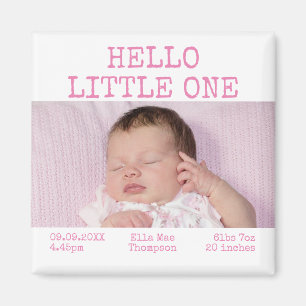 Hej Little One Photo Namn Date Flicka Magnet