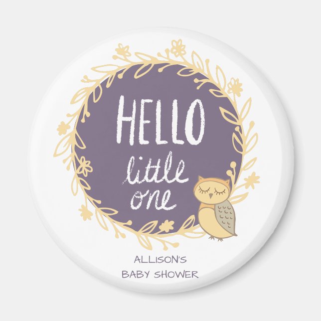 Hej Little One Uggla Baby Shower Favor Magnet (Framsidan)