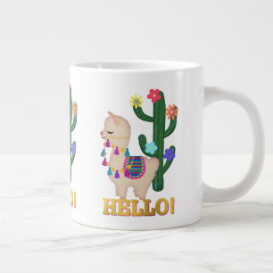 HEJ LLAMA! Cute Little Llama och Cactus Jumbo Mugg