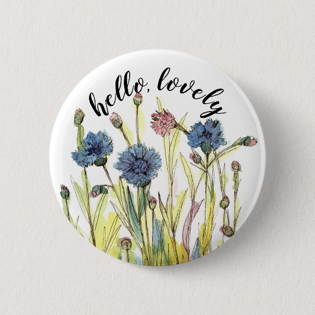 Hej Lolly Bachelor Buttons Positive Ord Knapp (Framsida)