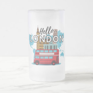 Hej London Frosted Glass Beer Mugg
