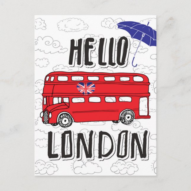 Hej London | Handskrift med paraplymärke Vykort (Framsida)