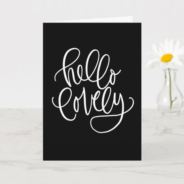 HEJ LOVELY | Elegant Hand-Lettered Calligraphy Kort (Liten växt)