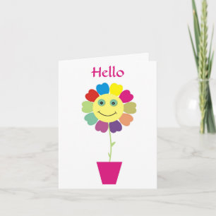 Hej Lycklig-Ansikte-blomsterkort Kort