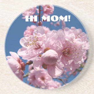 Hej Mamma! Rosa Flower Blommars dricker Coasters. Underlägg Sandsten