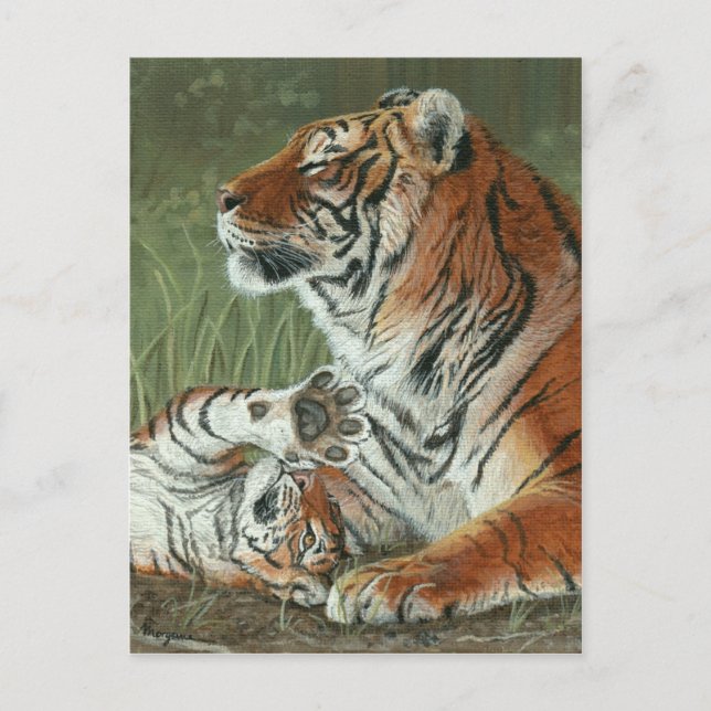 Hej mamma vakna! Tigerunge och mamma vykort (Framsida)