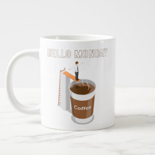 Hej måndag kan inte få tillräckligt med kaffe jumbo mugg