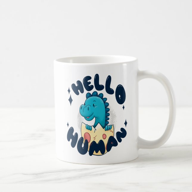 Hej människa rolig dinosaurie kaffemugg (Höger)