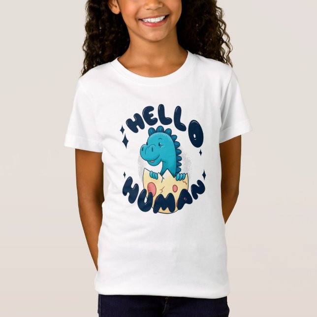 Hej människa rolig dinosaurie t shirt (Framsida)