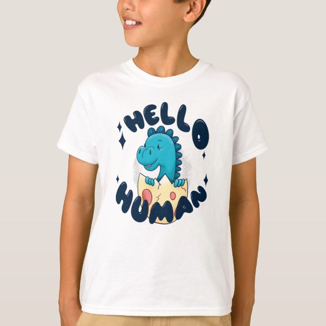 Hej människa rolig dinosaurie t shirt (Framsida)