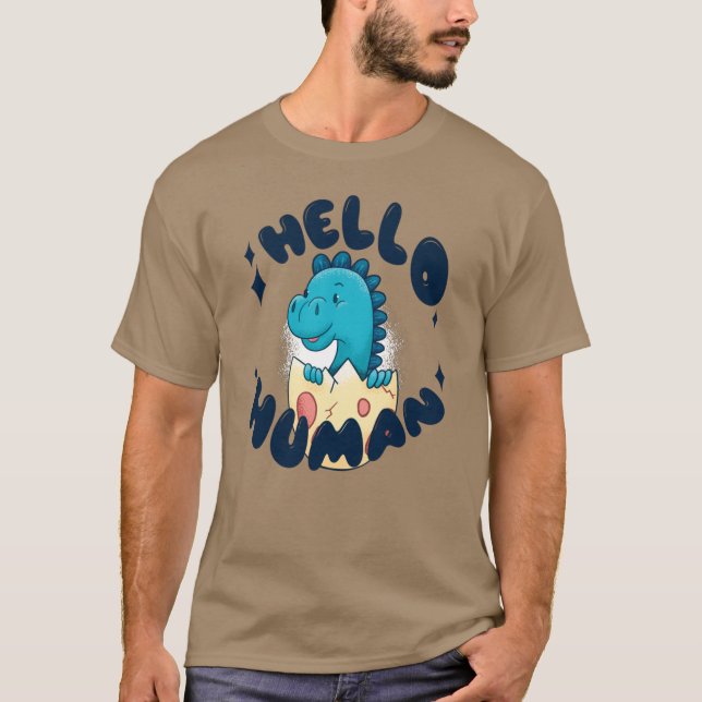 Hej människa rolig dinosaurie t shirt (Framsida)