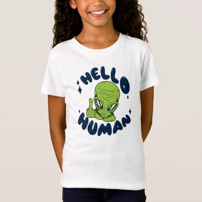 Hej människa rolig utomjording t shirt (Framsida)