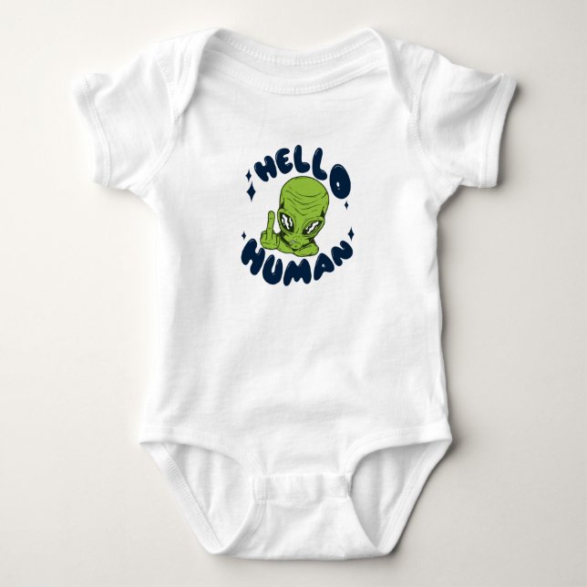 Hej människa rolig utomjording t shirt (Framsida)