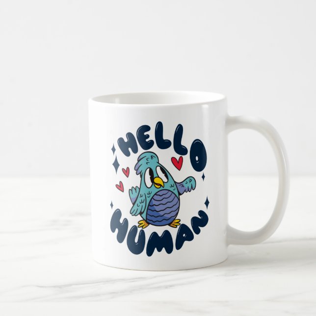 Hej människa söt fågel kaffemugg (Höger)