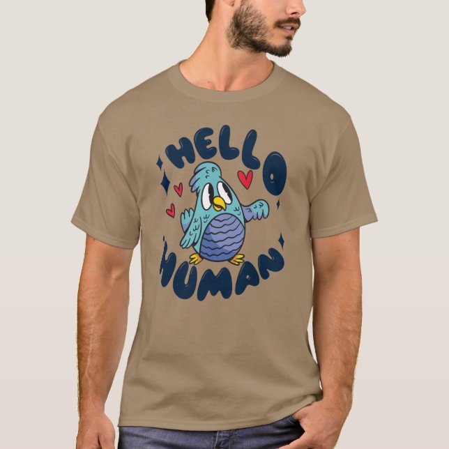 Hej människa söt fågel t shirt (Framsida)