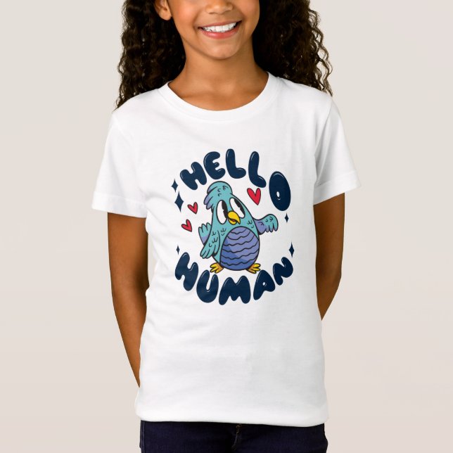 Hej människa söt fågel t shirt (Framsida)
