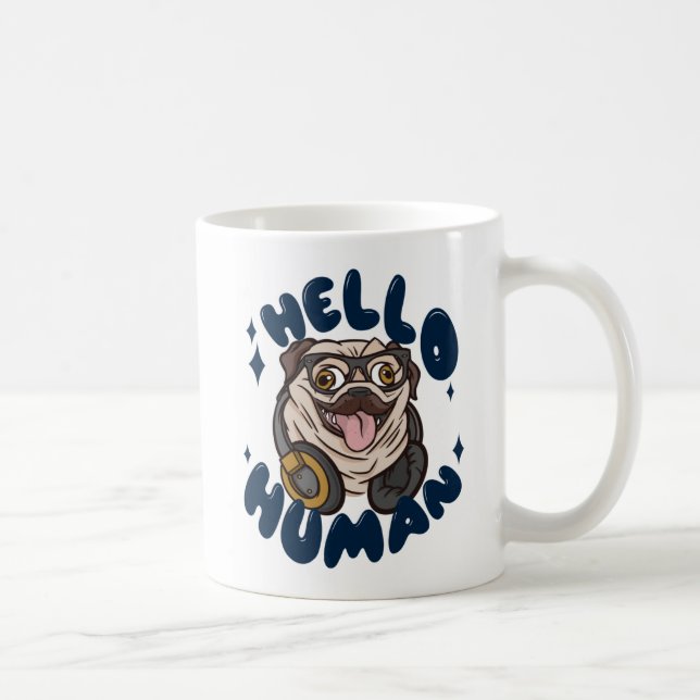 Hej människa Söt hund Kaffemugg (Höger)