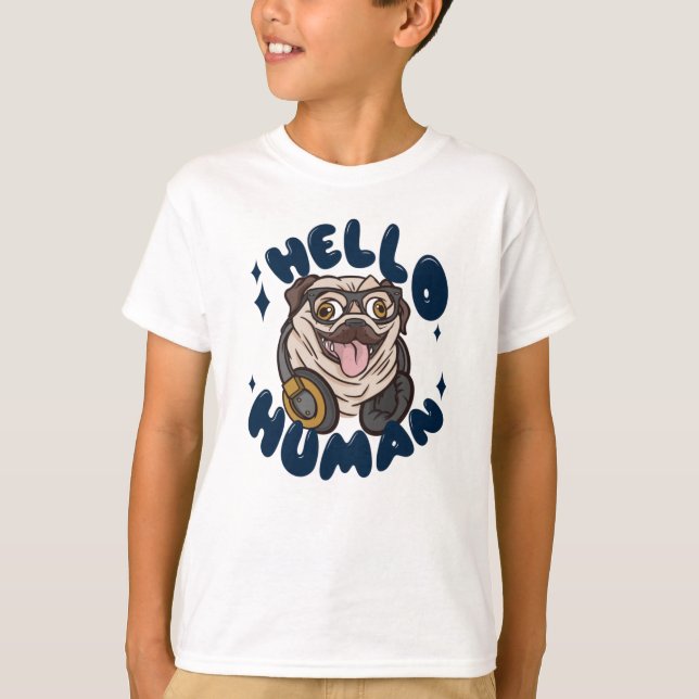 Hej människa Söt hund T Shirt (Framsida)