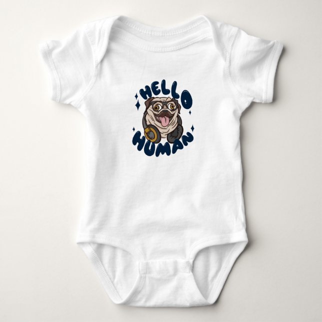 Hej människa Söt hund T Shirt (Framsida)