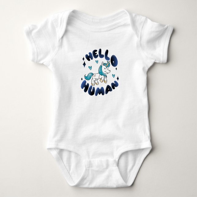 Hej människa Vacker Enhörning T Shirt (Framsida)