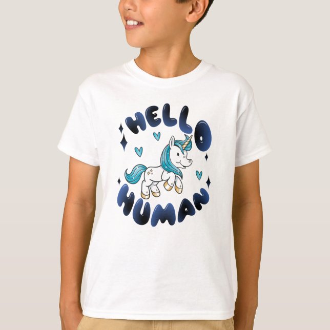Hej människa Vacker Enhörning T Shirt (Framsida)