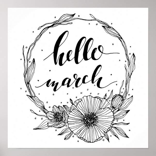 Hej March Line Art Poster (Framsidan)