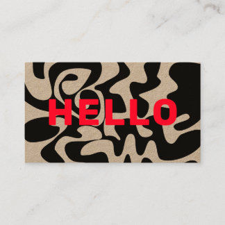 Hej med fetstil Modern Black and Red Kraft Visitkort