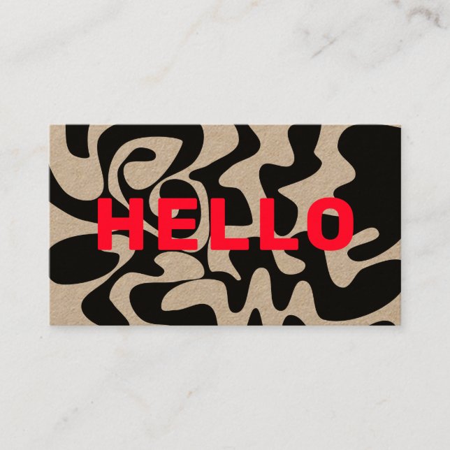 Hej med fetstil Modern Black and Red Kraft Visitkort (Framsida)