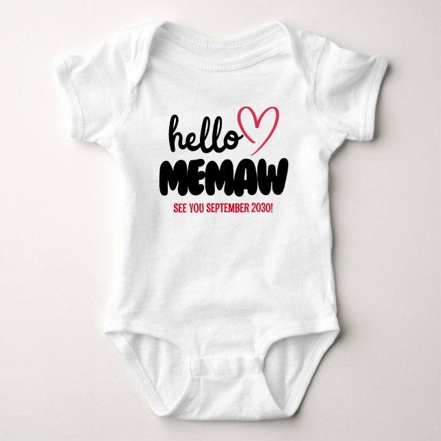 Hej Memaw | Meddelande om Gravid för Baby-kalvning T Shirt (Framsida)