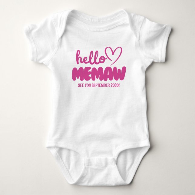 Hej Memaw | Meddelande om Gravid för Baby-kalvning T Shirt (Framsida)