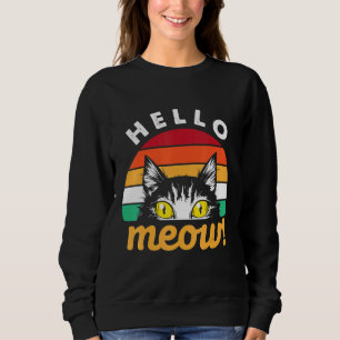Hej Meow Cat Retro Stil T Shirt