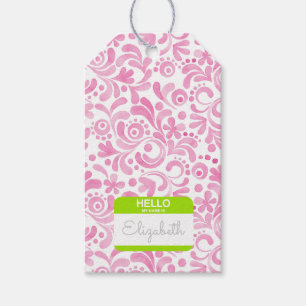 Hej Min Namn är Nametag Rosa White Grönt Hennes Presentetikett