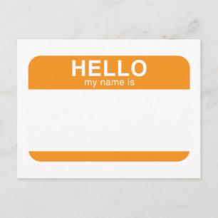 Hej Min Namn är - Orange Vykort
