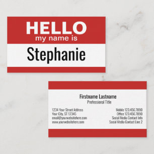 Hej min namn är - röd - Business Contact Info Visitkort