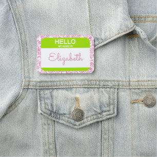Hej Min Namn är Rosa White Grönt Business Namnbricka