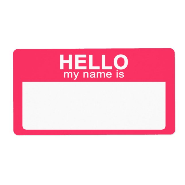 Hej Min Namn är, Shock rosa-etiketter Fraktsedel (Framsidan)