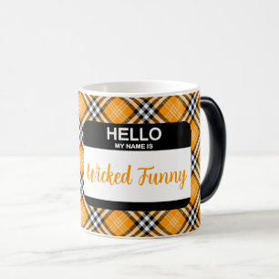 Hej Min Namn är Wicked Funny Nametag Orange Fall Magisk Mugg