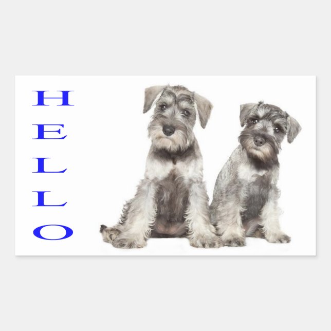 Hej Miniature Schnauzer Puppy Hund Sticker etikett (Framsida)