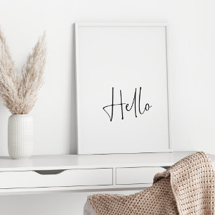 Hej Minimal Modern Black and White Typography Poster