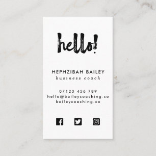 Hej Minimalist Social Media Affärskort Visitkort