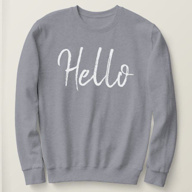 Hej Minimalistisk Chic Grått Kvinnors sötskjorta T Shirt (Design framsida)