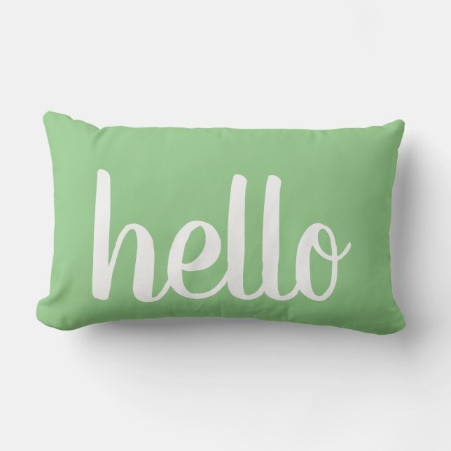 Hej Mint Grönt Typography Lumbar Pillow Lumbarkudde (Framsida)