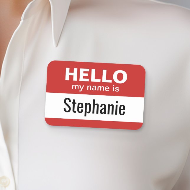 Hej mitt namn är - Anpassat namn och kan redigera  Namnbricka (Custom Employee Name Tag - Photo Name Badge)