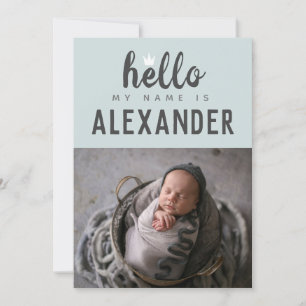 Hej Mitt Namn Är Foto Collage Blå Kronan BIrth Meddelande