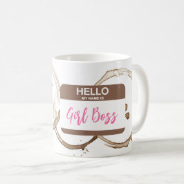 Hej Mitt Namn är GIRL CHEF Nametag Coffee Ringar Kaffemugg